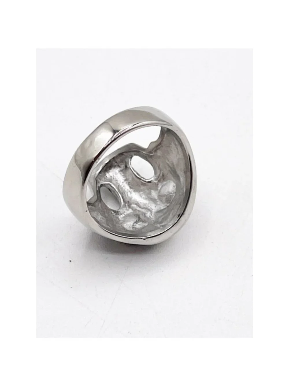 Skull Ring Red Crystal Eyes Gothic Biker Punk Silver Tone Signet Size 13 Unisex